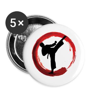 Karate - Martial Arts - Buttons large 2.2''/56 mm (5-pack) - white - Front