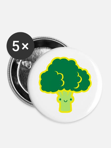 Süßer kleiner Brokkoli - Buttons groß 56 mm (5er Pack) - Weiß