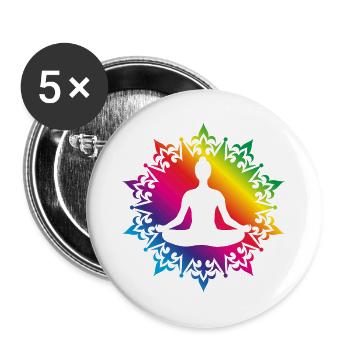 1000 yoga coloré avec silhouette - Lot de 5 grands badges (56 mm) - blanc - Devant