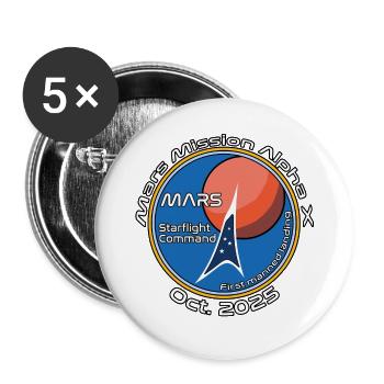 Mars Mission Alpha X - Buttons large 2.2''/56 mm (5-pack) - white - Front
