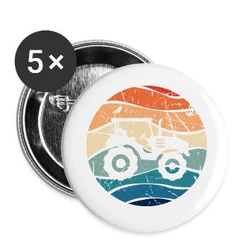 Tractor Farmer Trekker Farmer Retro Gift - Buttons large 2.2''/56 mm (5-pack) - white - Front