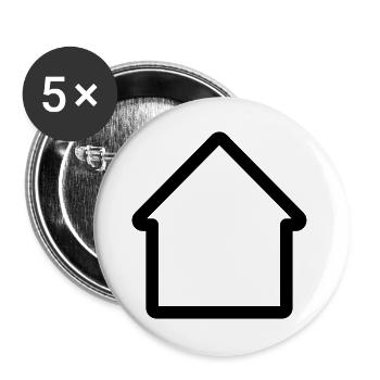 Minimales Hausumriss-Icon für Haus und Eigentum - Buttons groß 56 mm (5er Pack) - Weiß - Vorne