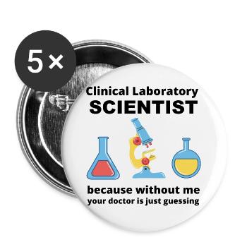 SCIENTIST - Buttons large 2.2''/56 mm (5-pack) - white - Front