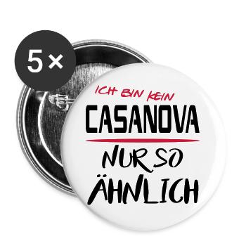 Männer Sprüche Angeber Casanova - Buttons groß 56 mm (5er Pack) - Weiß - Vorne