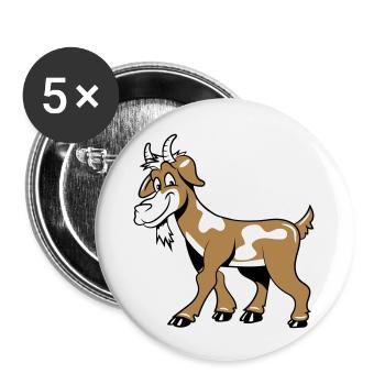Ziege freundlich lieb - Buttons groß 56 mm (5er Pack) - Weiß - Vorne