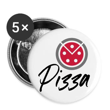 Pizza - Buttons groß 56 mm (5er Pack) - Weiß - Vorne