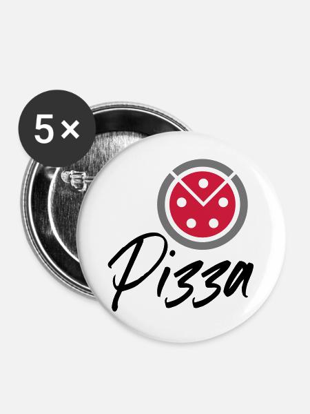 Pizza - Buttons groß 56 mm (5er Pack) - Weiß