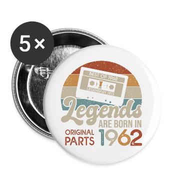 59 ans legends 1962 cadeau 59e anniversaire 1962 - Lot de 5 grands badges (56 mm) - blanc - Devant