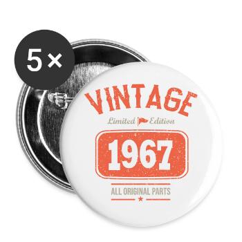 55 ans vintage 1967 cadeau anniversaire 55 ans - Lot de 5 grands badges (56 mm) - blanc - Devant