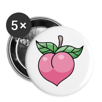 Pêche rose - Lot de 5 grands badges (56 mm) - blanc - Devant