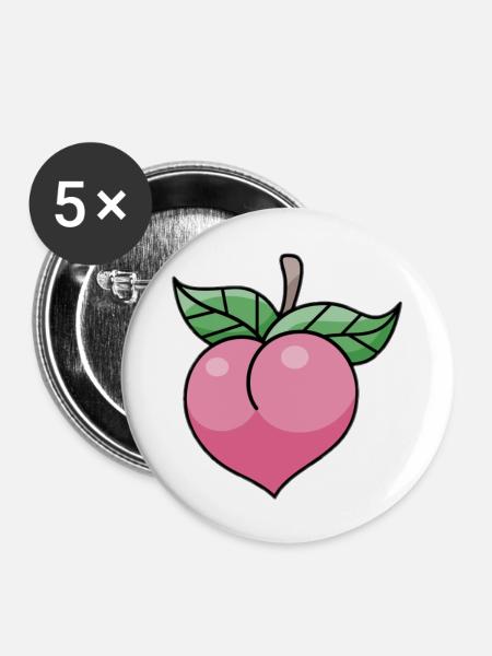 Pink Peach - Buttons large 2.2''/56 mm (5-pack) - white