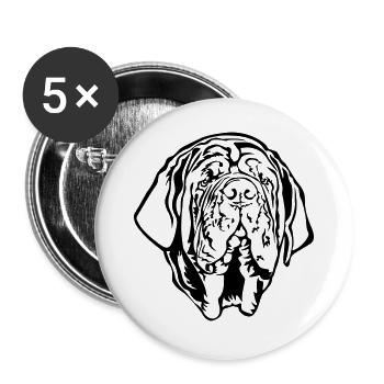 Mastino Napoletano Tête - Lot de 5 grands badges (56 mm) - blanc - Devant