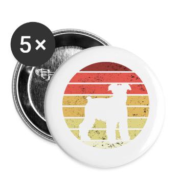Zwergschnauzer Hunde Miniatur Hund - Buttons groß 56 mm (5er Pack) - Weiß - Vorne