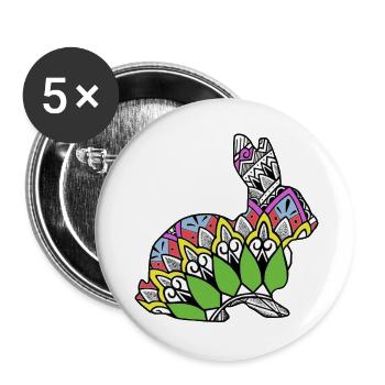 Kaninchen - Buttons groß 56 mm (5er Pack) - Weiß - Vorne