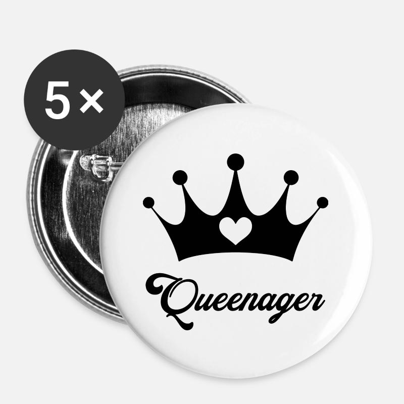 Queenager - Buttons large 2.2''/56 mm (5-pack) - white