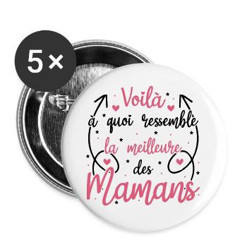 Voila à quoi ressemble la meilleure des mamans - Lot de 5 grands badges (56 mm) - blanc - Devant
