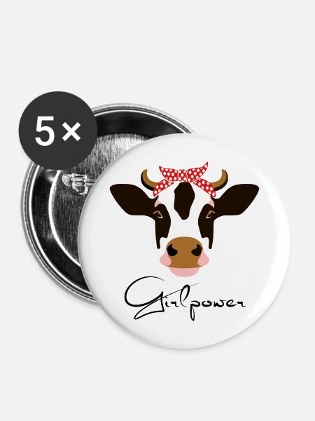 Girlpower - Buttons groß 56 mm (5er Pack) - Weiß