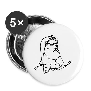 Auf einer Linie mit Tell - Buttons groß 56 mm (5er Pack) - Weiß - Vorne