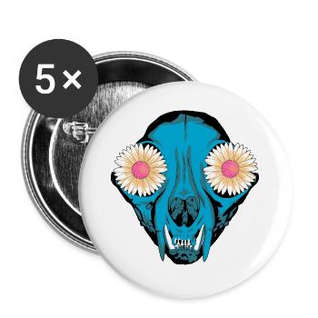 Sombre Animal Chien Crâne Crâne Fantaisie Gothique Gothique - Lot de 5 grands badges (56 mm) - blanc - Devant