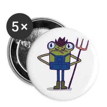 Ferme Froggy - Lot de 5 grands badges (56 mm) - blanc - Devant
