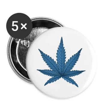 Hanfblatt Blau Party Sommer - Buttons groß 56 mm (5er Pack) - Weiß - Vorne