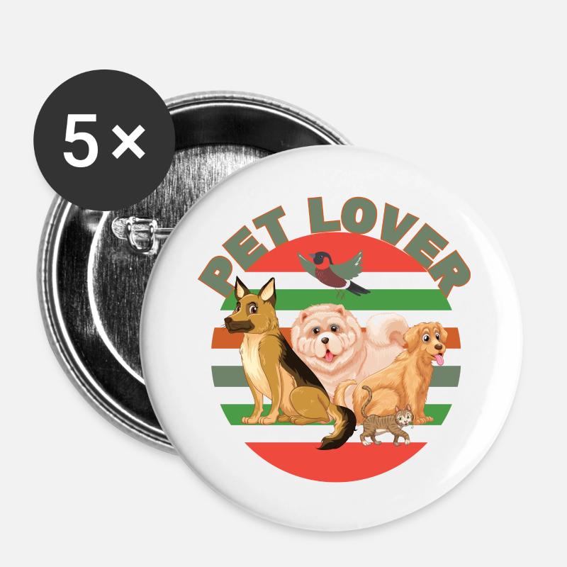animal lover - Buttons large 2.2''/56 mm (5-pack) - white