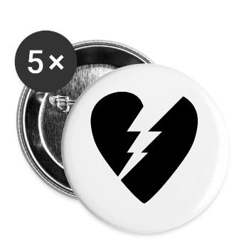 Black Broken Heart - Buttons large 2.2''/56 mm (5-pack) - white - Front