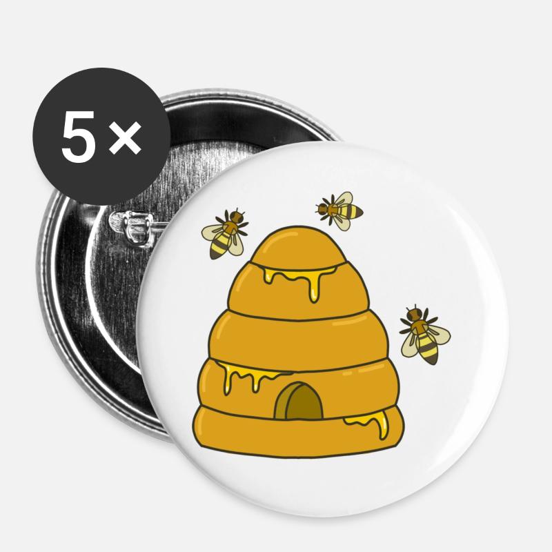honey hive bees - Buttons large 2.2''/56 mm (5-pack) - white