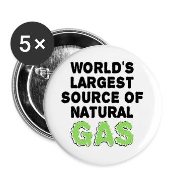 Plus grande source de gaz au monde - Lot de 5 grands badges (56 mm) - blanc - Devant