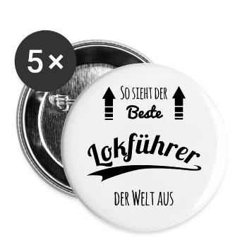 Lokführer - Buttons groß 56 mm (5er Pack) - Weiß - Vorne
