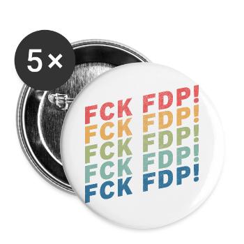 FCK FDP - Buttons groß 56 mm (5er Pack) - Weiß - Vorne