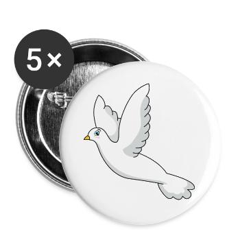 Taube - Buttons groß 56 mm (5er Pack) - Weiß - Vorne