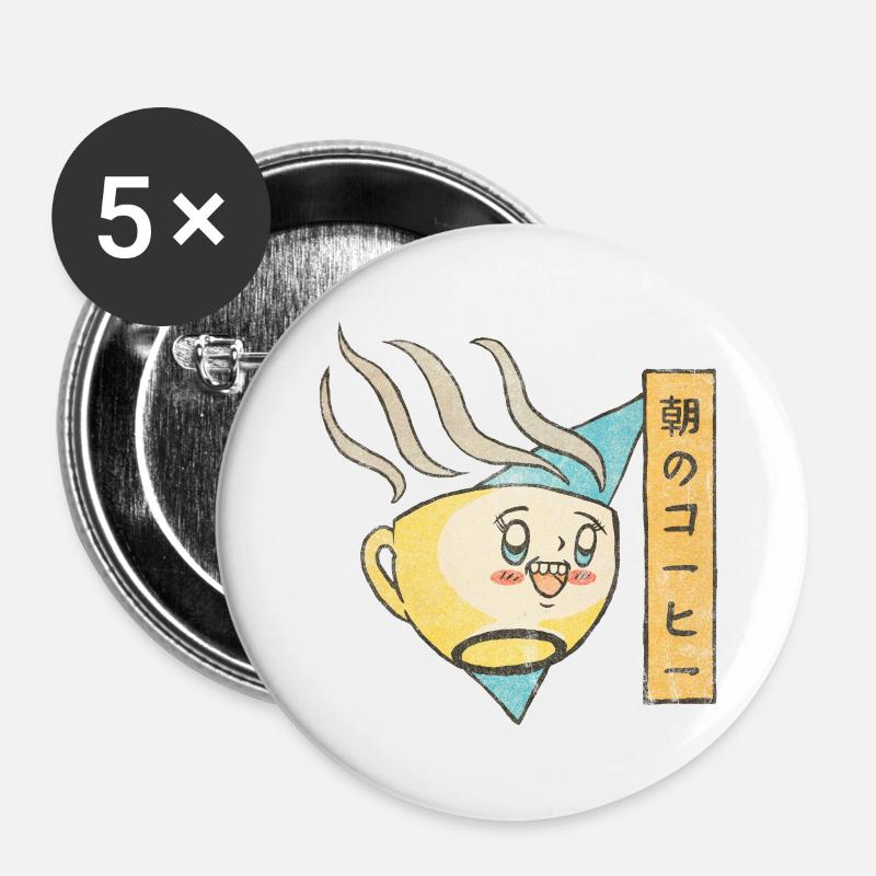 Morning Coffee - Buttons large 2.2''/56 mm (5-pack) - white