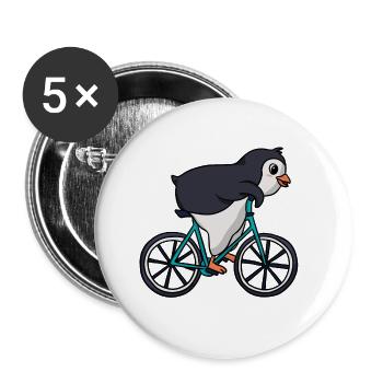 Fahrrad Pinguin - Buttons groß 56 mm (5er Pack) - Weiß - Vorne