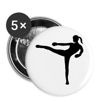 kickboxing woman - Buttons groß 56 mm (5er Pack) - Weiß - Vorne
