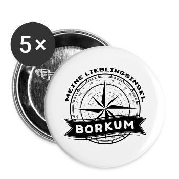Borkum - Meine Lieblingsinsel - Buttons groß 56 mm (5er Pack) - Weiß - Vorne