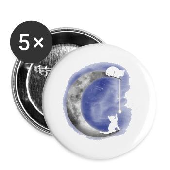 Chat - Lot de 5 grands badges (56 mm) - blanc - Devant