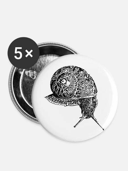 Weinbergscnnecke (DPP, Lineart) - Buttons groß 56 mm (5er Pack) - Weiß