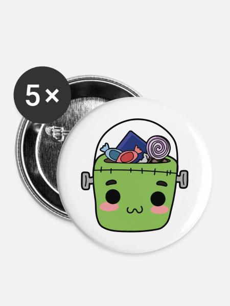 Süßes oder Saures Süßigkeiten - Buttons groß 56 mm (5er Pack) - Weiß