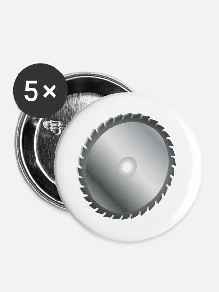 einzelnes Kreissägeblatt Metallfarben - Buttons groß 56 mm (5er Pack) - Weiß