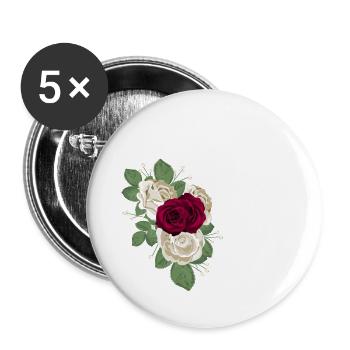 lettre C fleuris - Lot de 5 grands badges (56 mm) - blanc - Devant