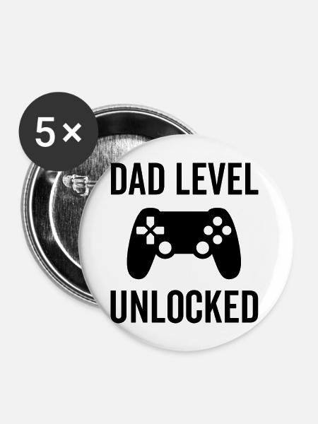 Dad Level freigeschaltet - Buttons groß 56 mm (5er Pack) - Weiß