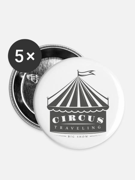 Circus Tent Reisen - Buttons groß 56 mm (5er Pack) - Weiß