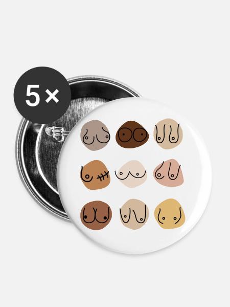 Boobs same but different - Buttons groß 56 mm (5er Pack) - Weiß