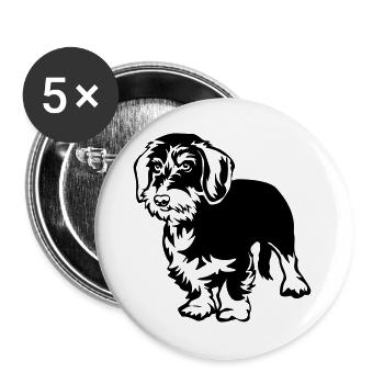 Teckel - Lot de 5 grands badges (56 mm) - blanc - Devant