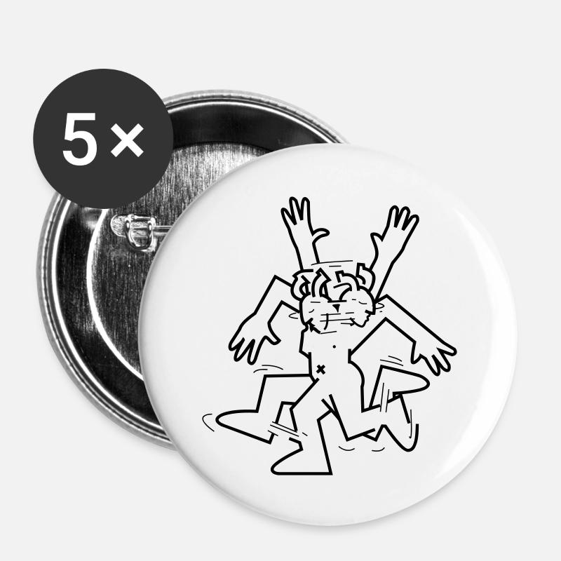 Fantazia Dancing Man - Buttons large 2.2''/56 mm (5-pack) - white