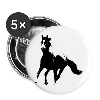 Galoppierendes schwarzes Pferd - Galopa - Buttons groß 56 mm (5er Pack) - Weiß - Vorne