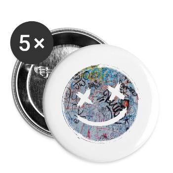 Graffiti-Stil Splash Hip-Hop-Farben Malerfarbe - Buttons groß 56 mm (5er Pack) - Weiß - Vorne