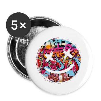 Graffiti-Stil Splash Hip-Hop-Farben Malerfarbe - Buttons groß 56 mm (5er Pack) - Weiß - Vorne