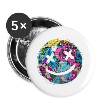 Graffiti-Stil Splash Hip-Hop-Farben Malerfarbe - Buttons groß 56 mm (5er Pack) - Weiß - Vorne